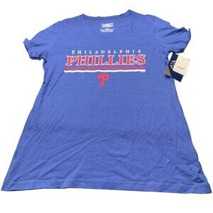 Philadelphia Phillies Womens Size Small Tee Shirt V-Neck Blue New With Tags